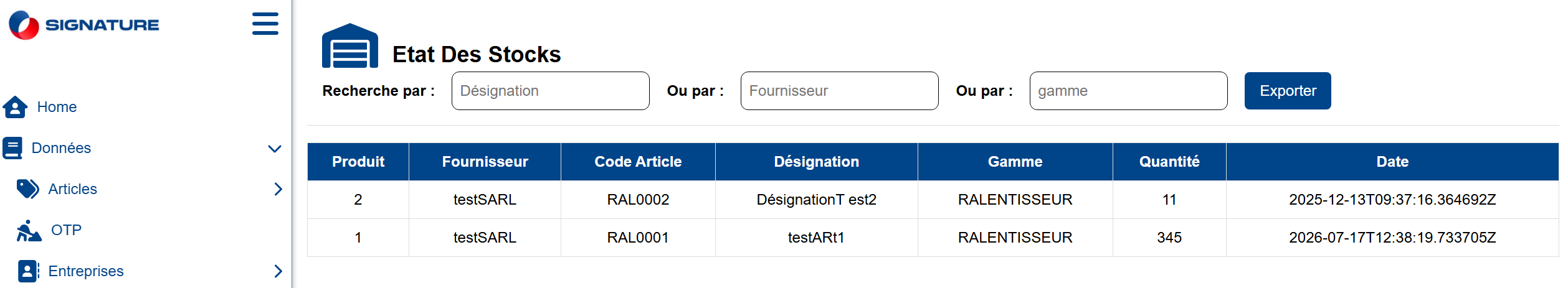 Exemple flux gestion stock
